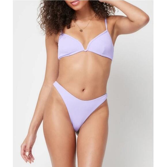L*Space Ribbed Cabana Bikini Bottom Bitsy Medium - Picture 1 of 6